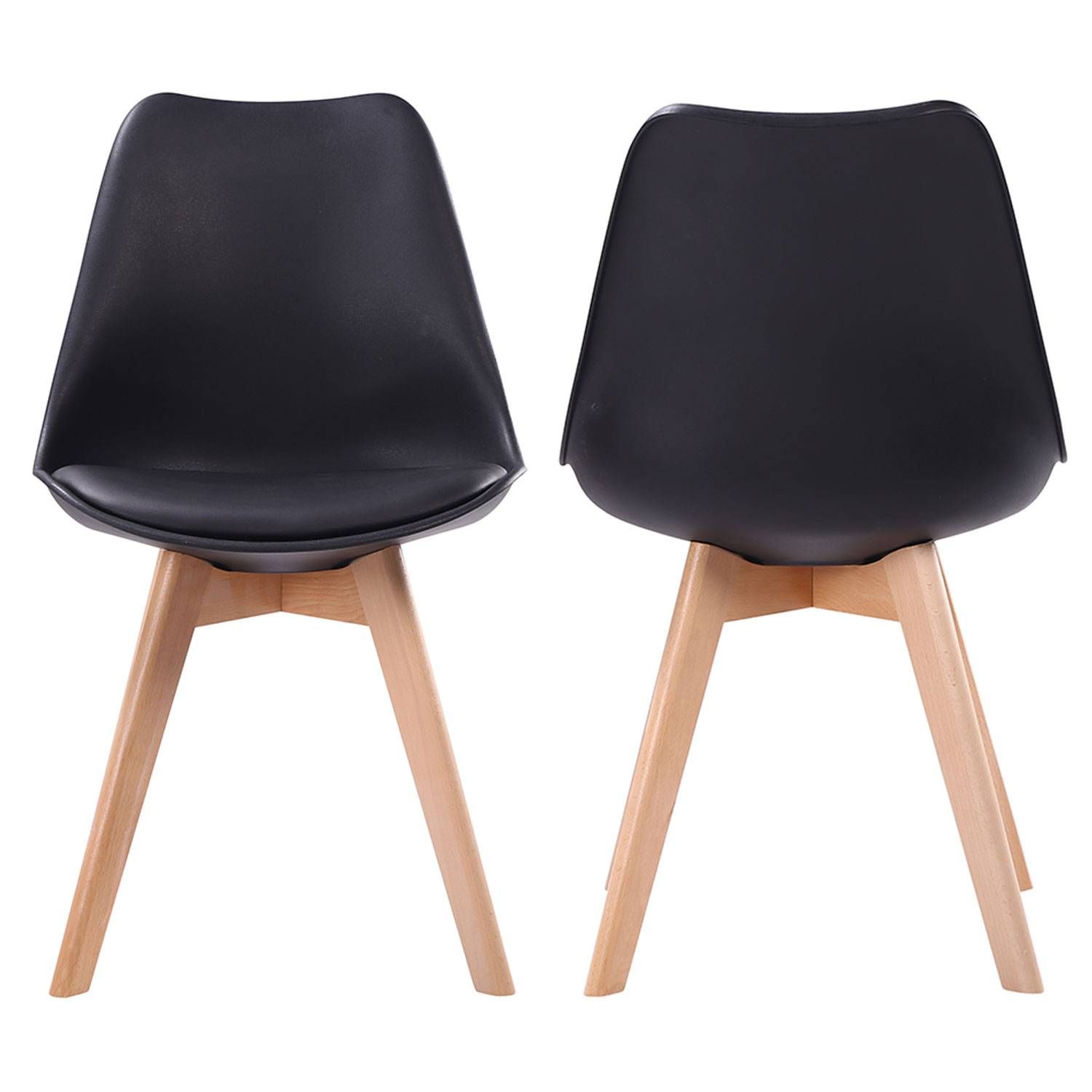 4 sillas de estilo nórdico en color negro con cojín por 129 euros