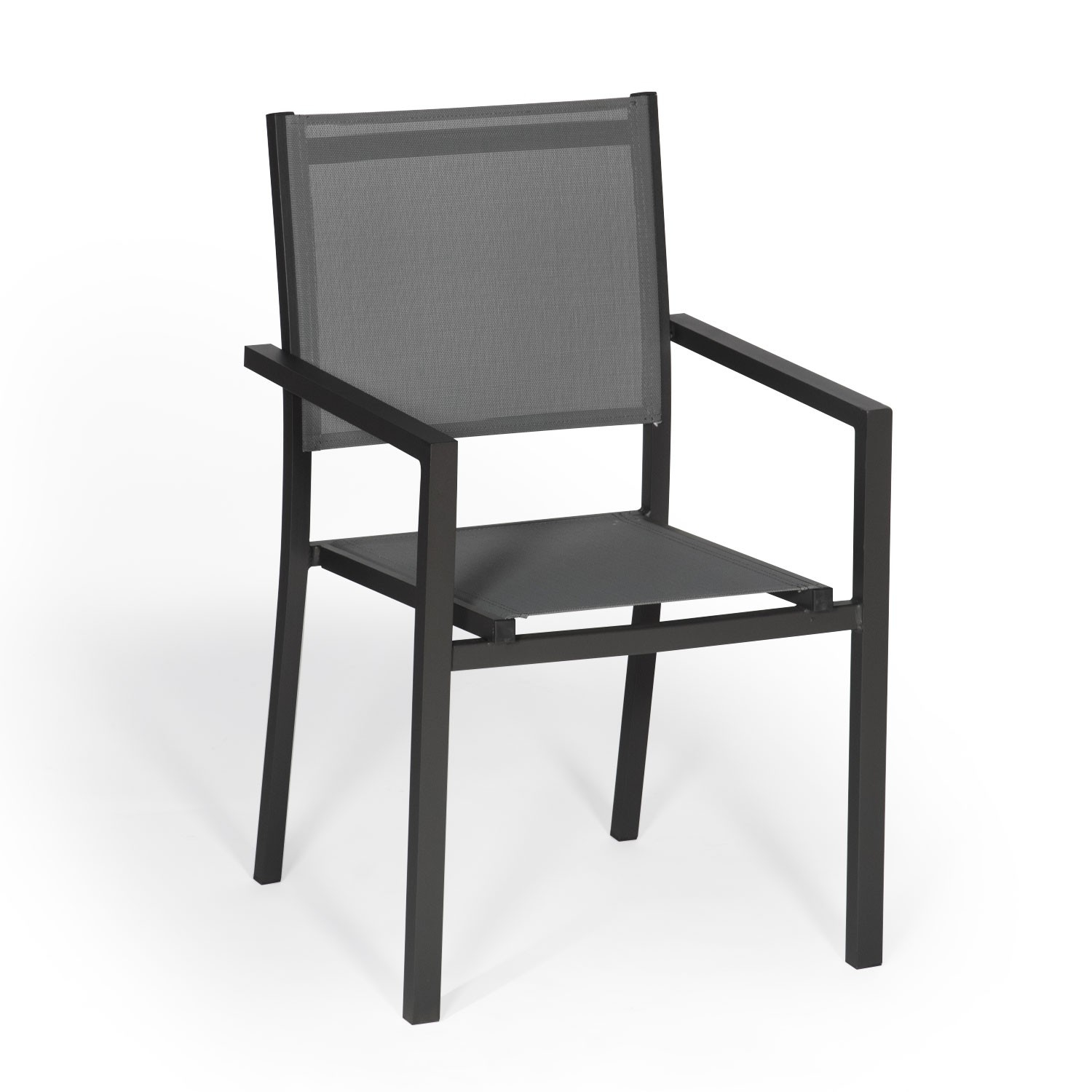 Lot de 6 chaises en aluminium anthracite - textilène gris