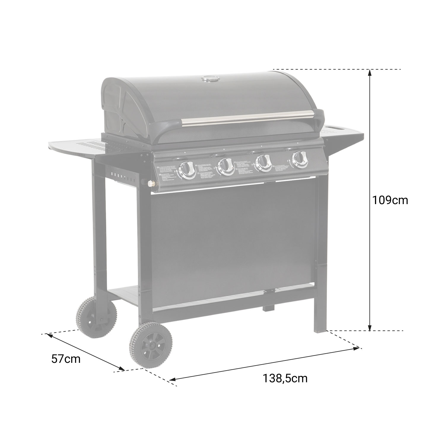 Cook'in Garden - Barbecue au gaz RENO - 4 brûleurs avec thermomètre 14kW