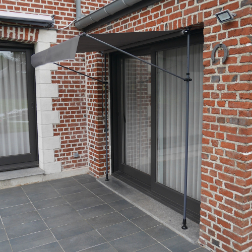 Store banne pour balcon CHENE 2 × 1,2m - Toile anthracite et structure grise