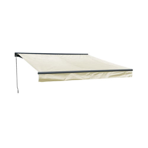 Store banne SAULE 3,5 × 3m avec semi-coffre - Toile beige et structure grise