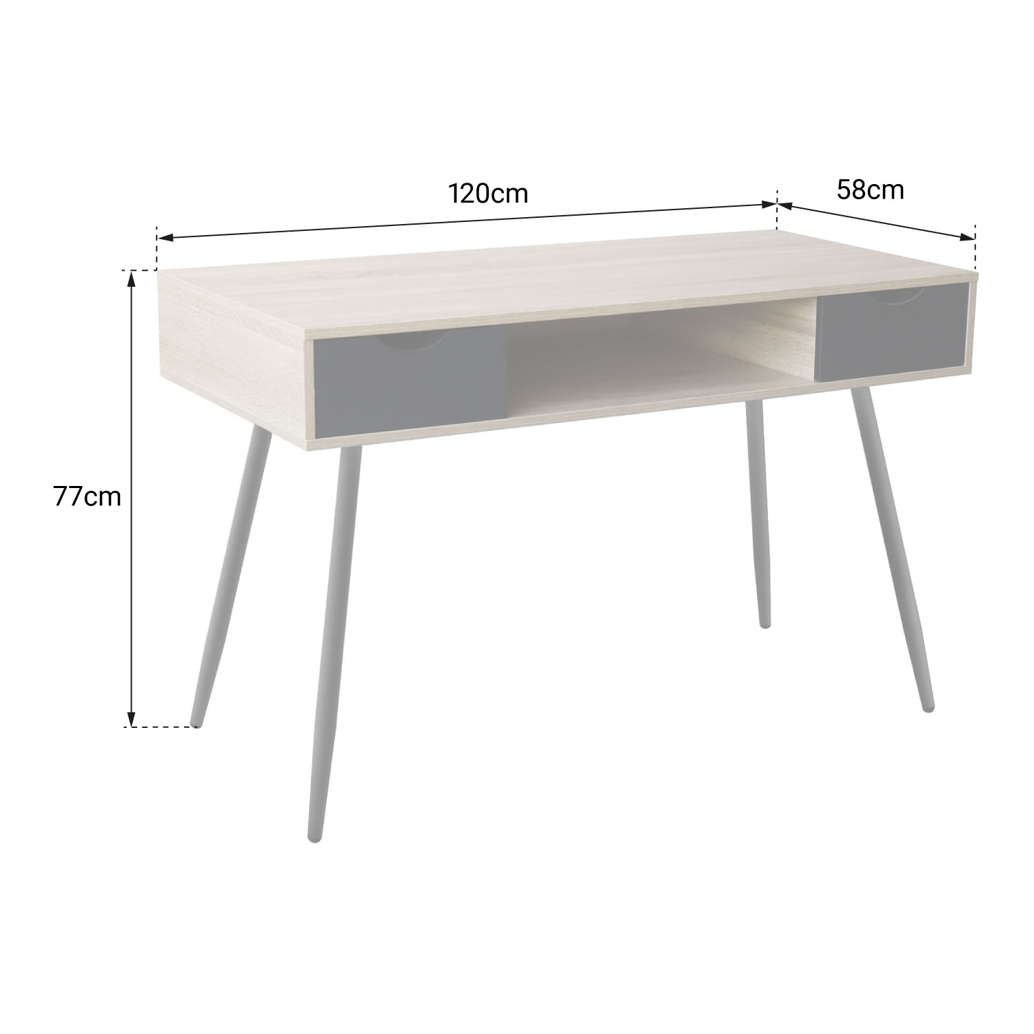 Bureau blanc en bois moderne avec tiroirs pour enfant Maria pieds