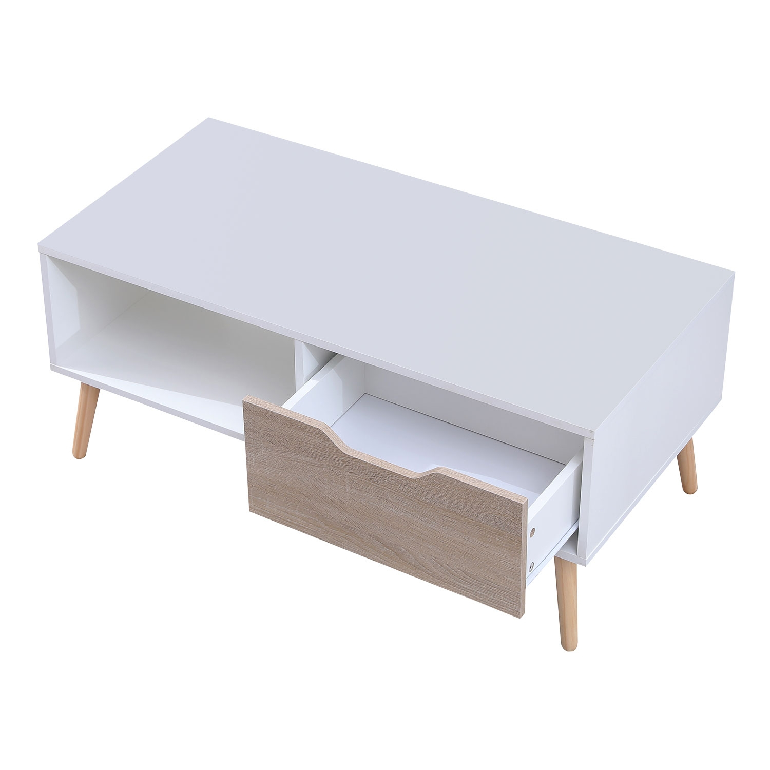 Table basse avec tiroir style scandinave blanche FREJA