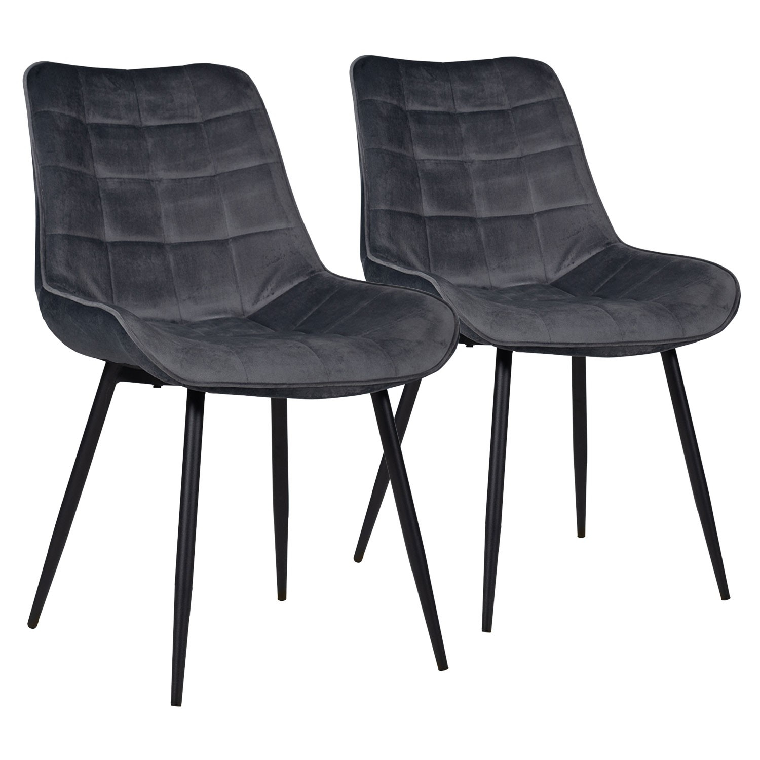 Lot de 2 chaises style fauteuil velours gris anthracite - Made In Meubles