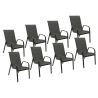 Lot de 8 chaises MARBELLA en textilène gris - aluminium noir