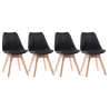 Lot de 4 chaises scandinaves NORA noires avec coussin