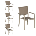 Juego de 4 sillas de aluminio color topo - textileno topo