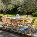 Muebles de jardín de teca LOMBOK - mesa extensible ovalada - 8 plazas