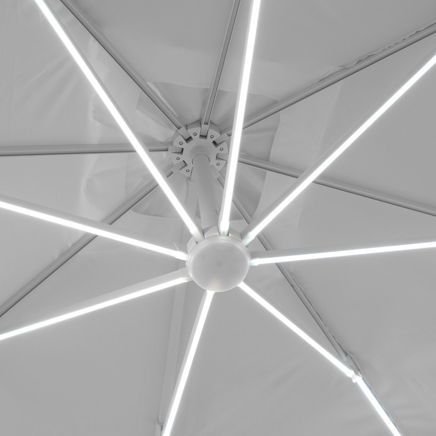 Parasol déporté MOLOKAI carré LED 3x3m blanc + housse