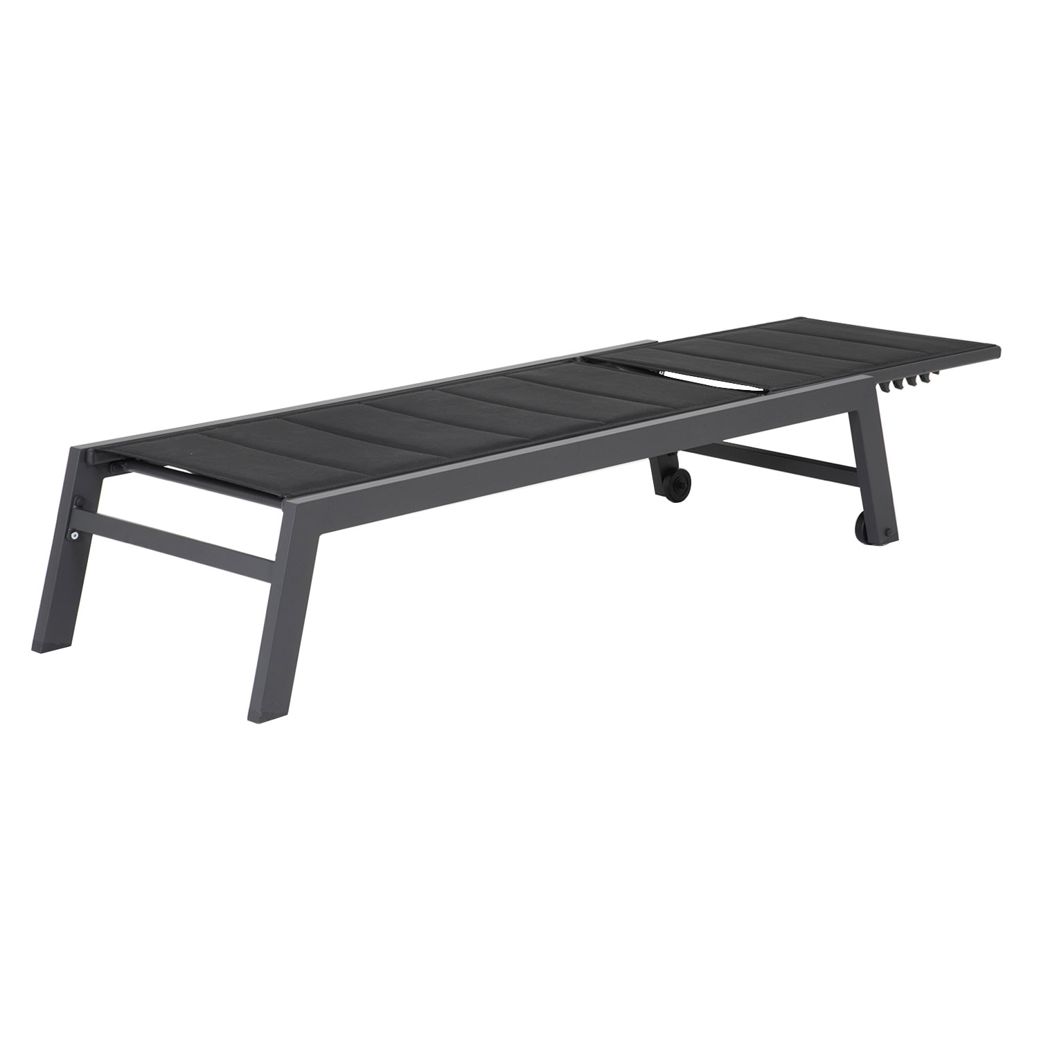 Conjunto de tumbona y mesa auxiliar BARBADOS de textileno negro - aluminio gris antracita