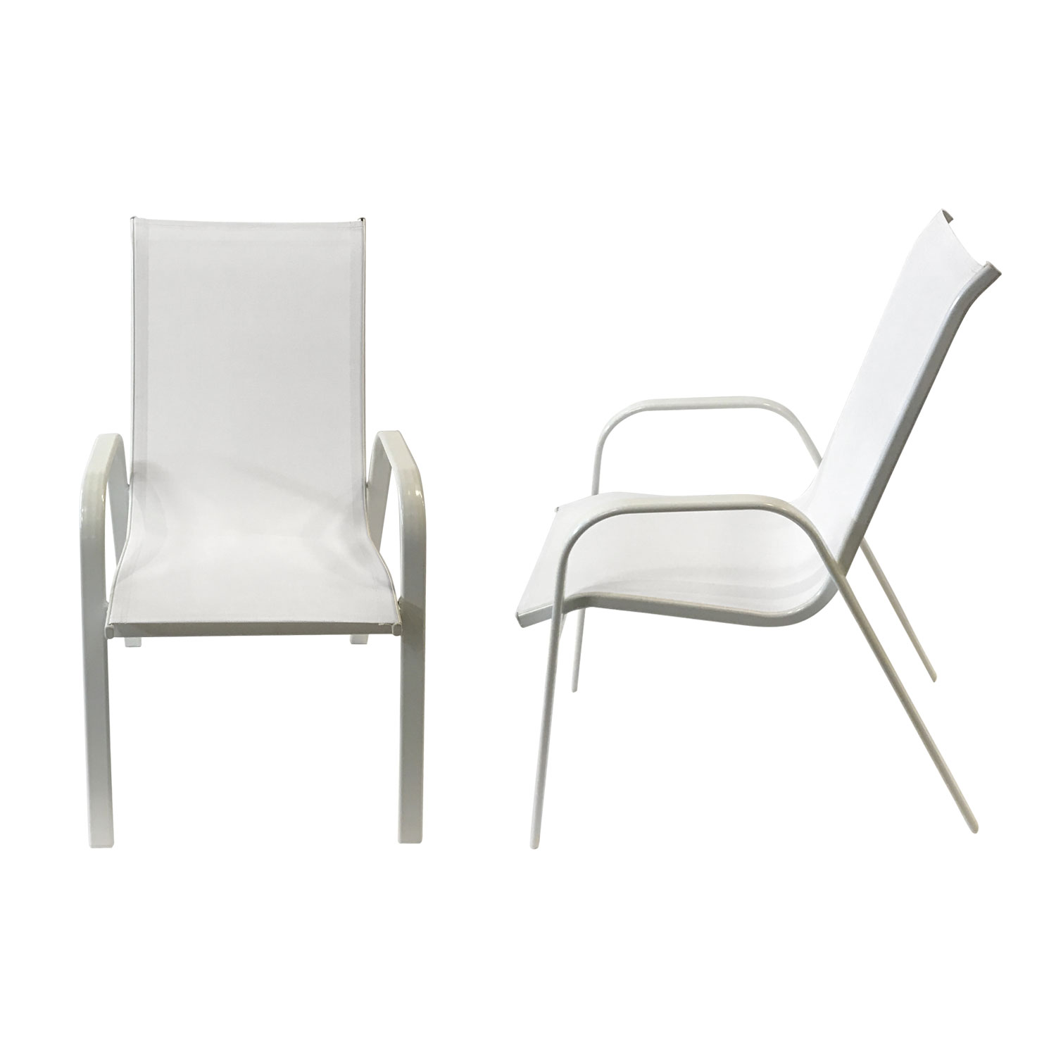 Lote de 8 sillas MARBELLA en textilene blanco - aluminio blanco