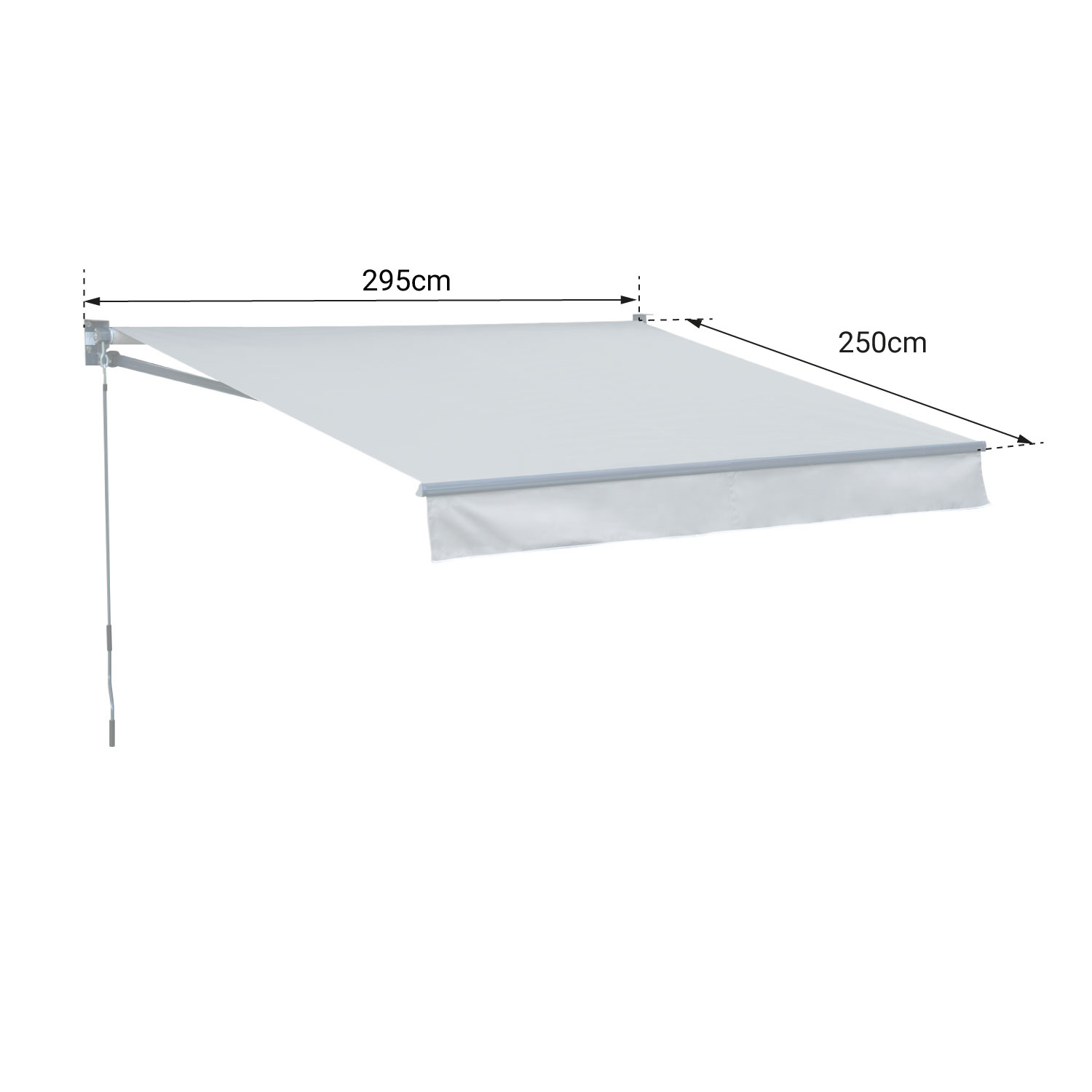 Store banne SAULE 2,95 × 2,5m - Toile rayée blanche/grise et structure blanche