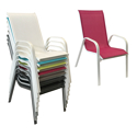 Lot de 6 chaises MARBELLA en textilène rose - aluminium blanc