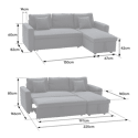 Canapé d'angle convertible simili CLARK 3 places gris