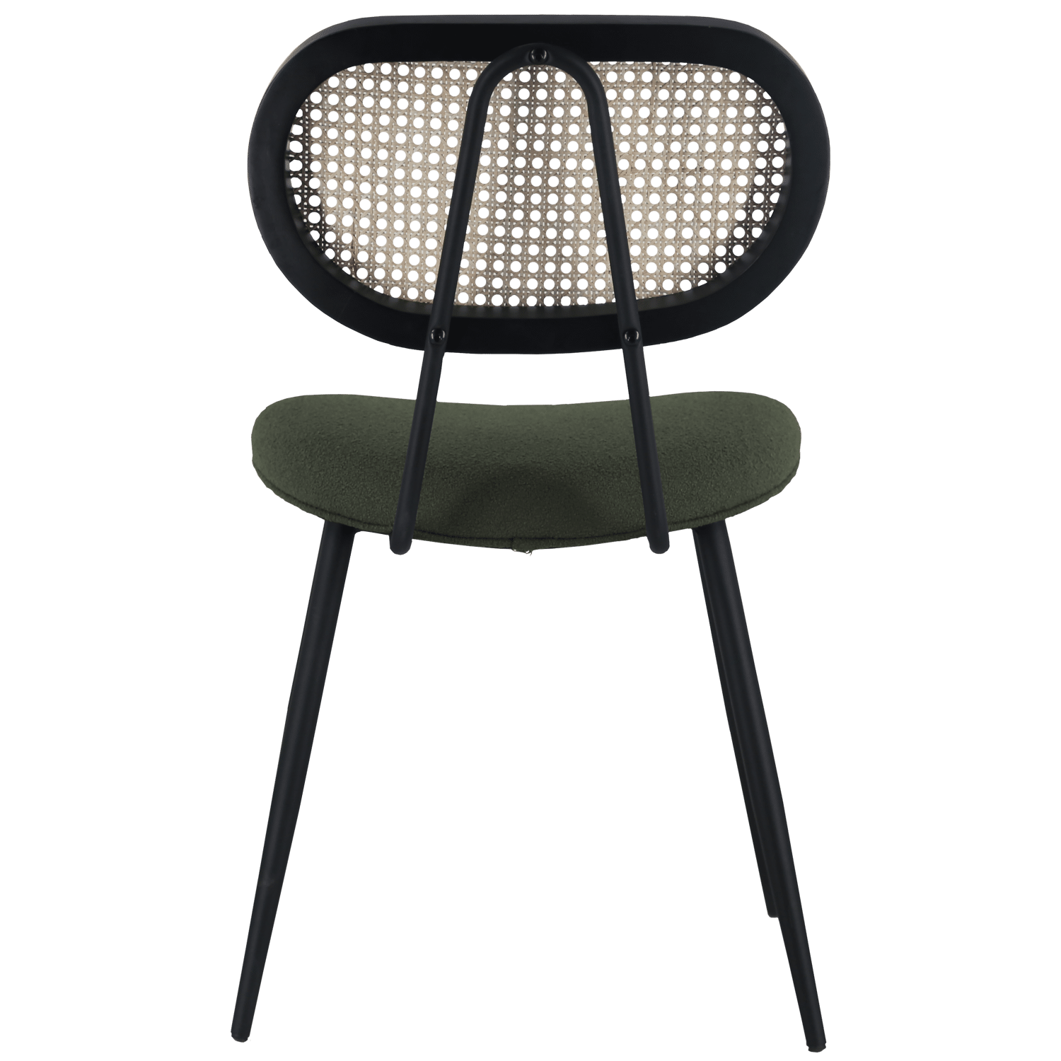 Juego de 2 sillas ELENA de caña y bucle verde caqui 