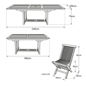 Muebles de jardín de teca LOMBOK - mesa rectangular extensible - 8 plazas