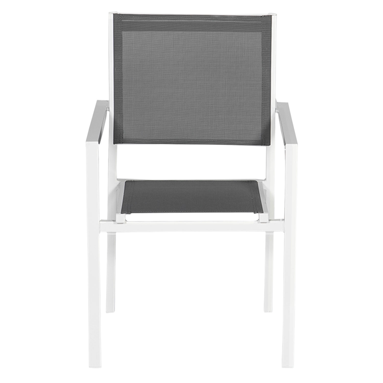 Juego de 10 sillas de aluminio blanco - textileno gris