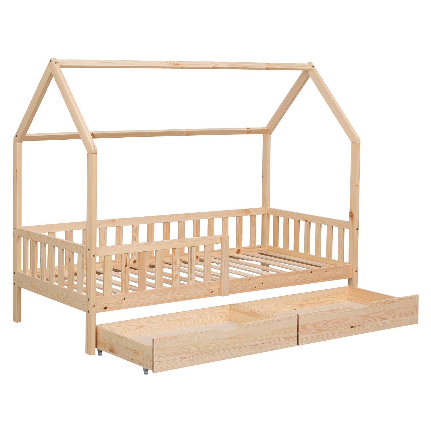 Cama cabaña con cajones de madera para niños MARCEAU 190x90cm