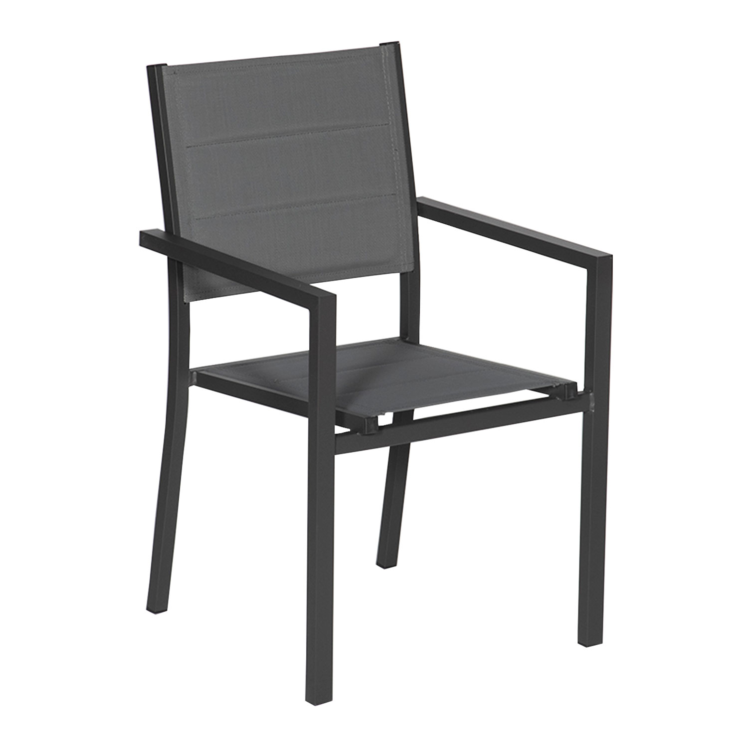 Lot de 4 chaises rembourrées en aluminium anthracite - textilène gris