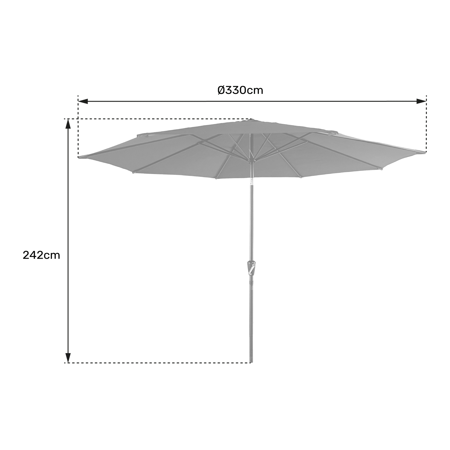 Parasol droit HAPUNA rond 3,30m de diamètre taupe