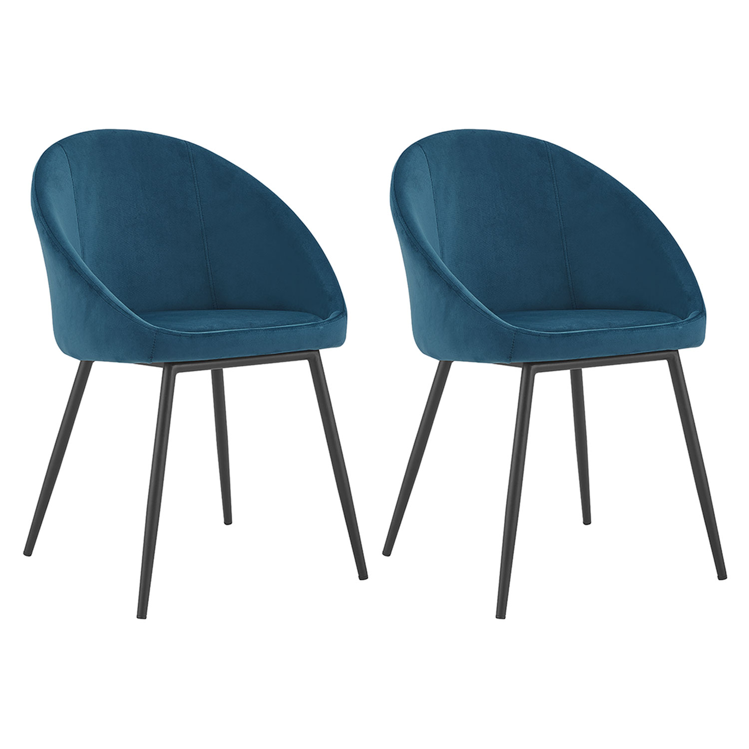Lote de 2 sillas vintage DIANE terciopelo azul