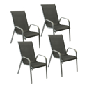 Lote de 4 sillas MARBELLA en textileno gris - aluminio gris