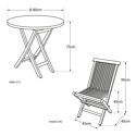 Muebles de jardín de teca LOMBOK - mesa redonda plegable 80 cm - 4 asientos