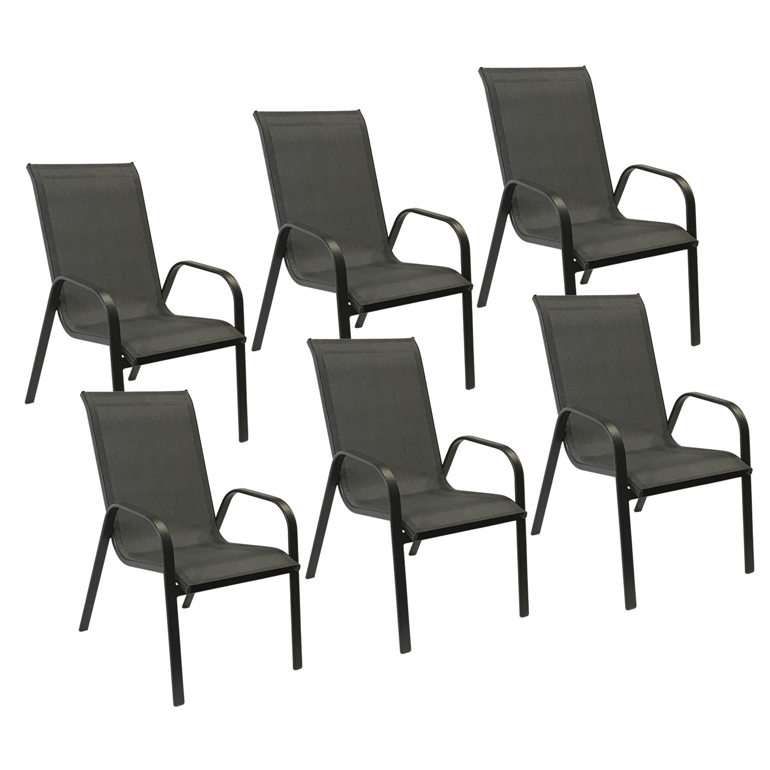 Lot de 6 chaises MARBELLA en textilène gris - aluminium gris anthracite
