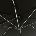 Parasol déporté MOLOKAI carré LED 3x3m noir + housse