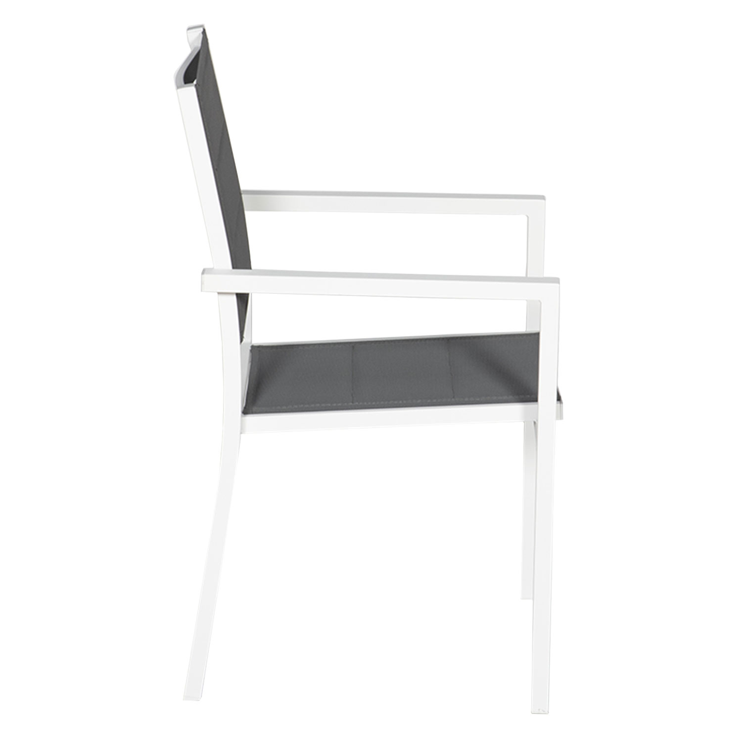 Juego de 4 sillas tapizadas de aluminio blanco - textileno gris