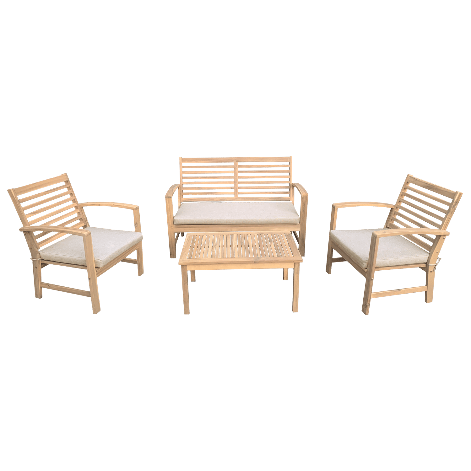 Conjunto de muebles de jardín de acacia GOA 4 plazas - cojines de arena