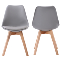 Lot de 2 chaises scandinaves NORA grises avec coussin