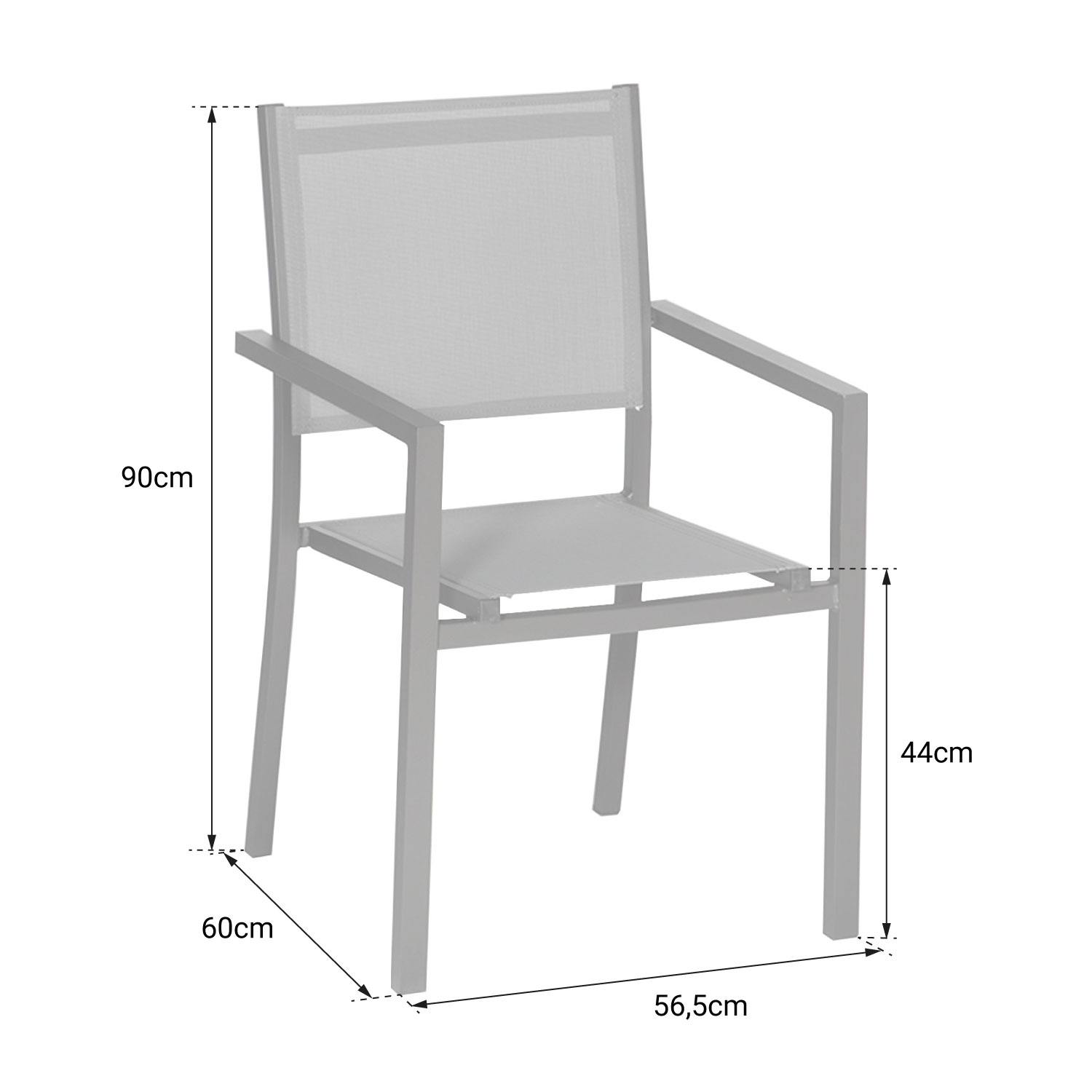 Lot de 8 chaises en aluminium anthracite - textilène gris
