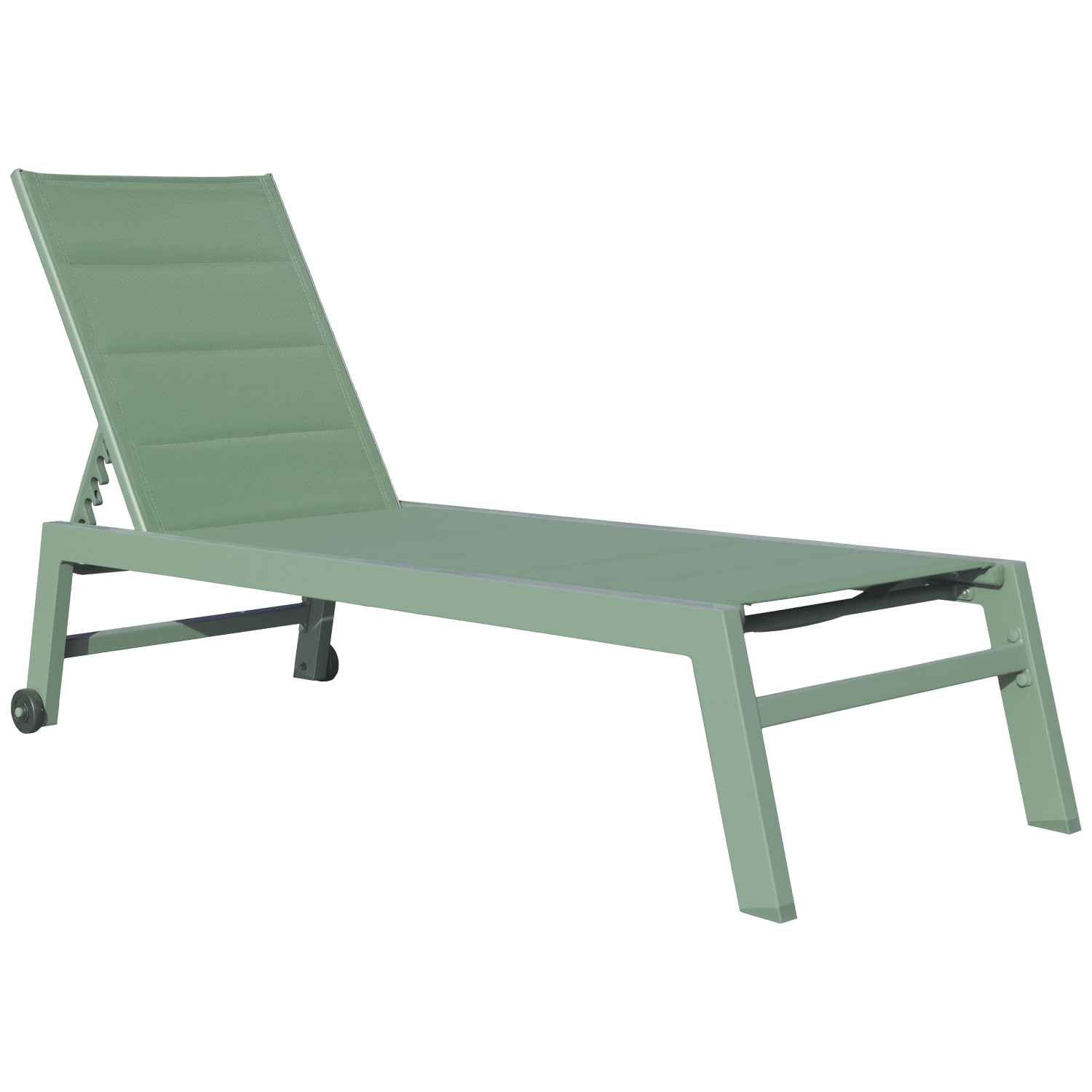 Bain de soleil BARBADOS en textilène vert sauge - aluminium vert sauge