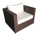 Mueble de jardín de resina tejida marrón CARGÈSE 7 asientos - cojines crema