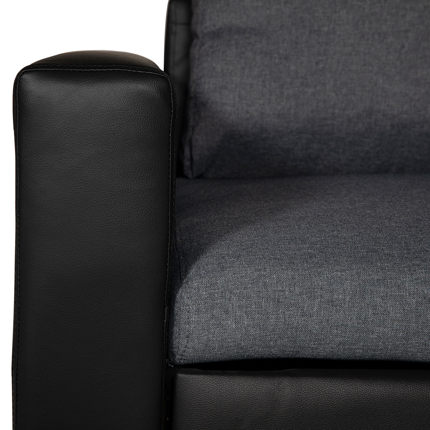 Canapé d'angle convertible CLARK 3 places gris chiné et noir
