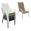 Lot de 8 chaises MARBELLA en textilène taupe - aluminium blanc