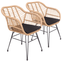 Lot de 2 fauteuils en rotin synthétique avec coussins CINTA
