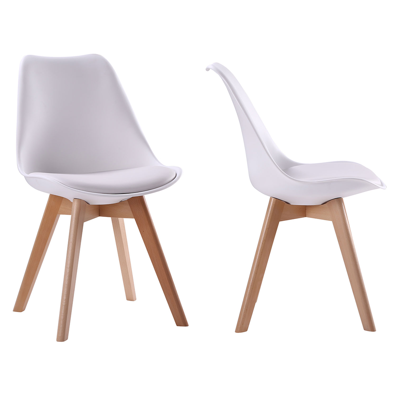 Lote de 2 sillas escandinavas NORA color blanco con cojín