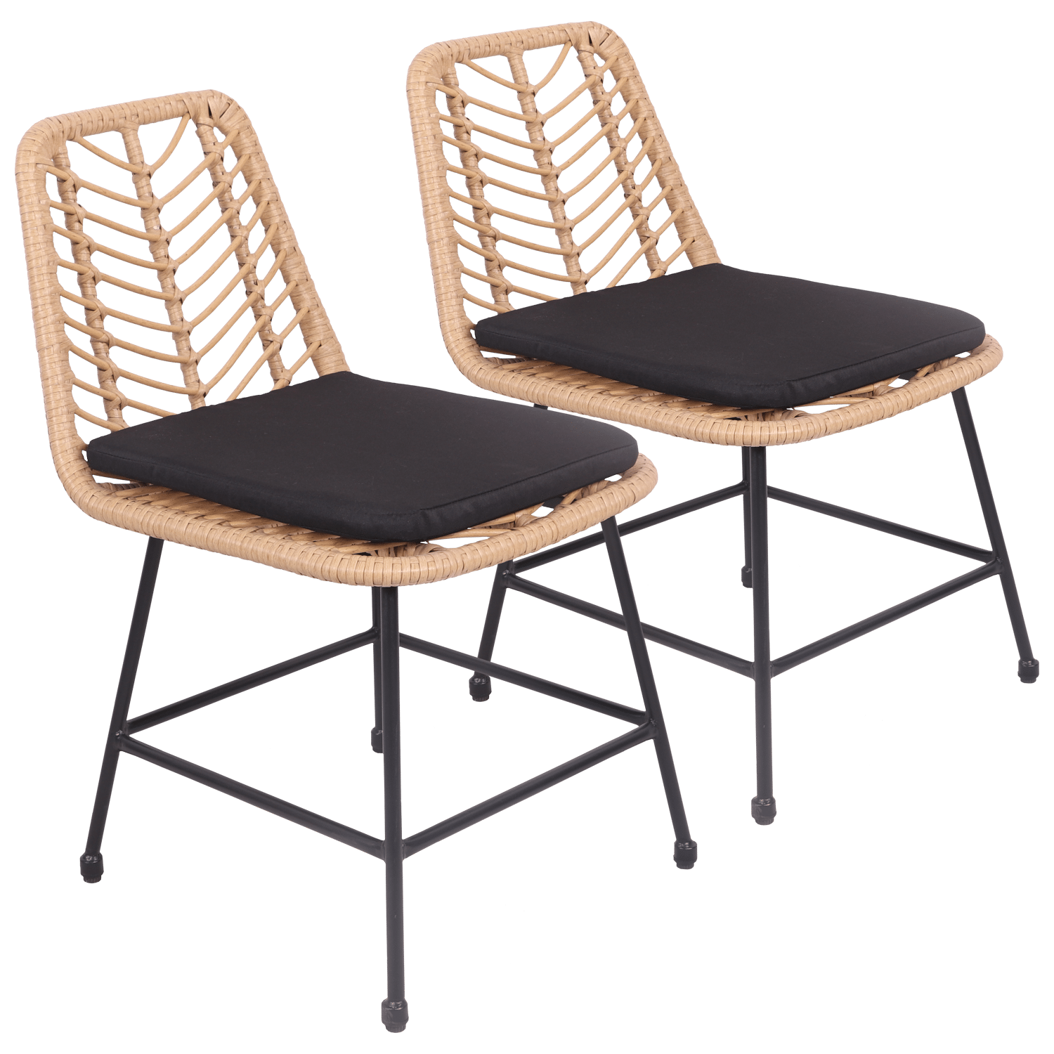 Lote de 2 sillas de ratán sintético con cojines OKA