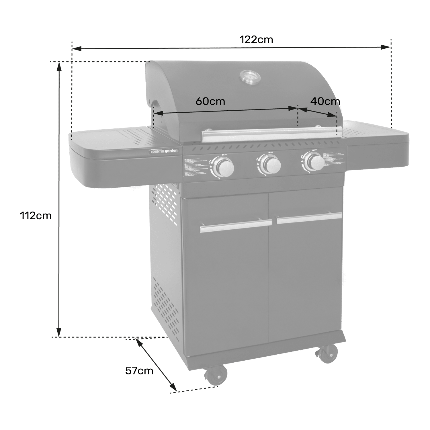 Cook'in Garden - Barbacoa de gas FYRA con termómetro - 3 quemadores