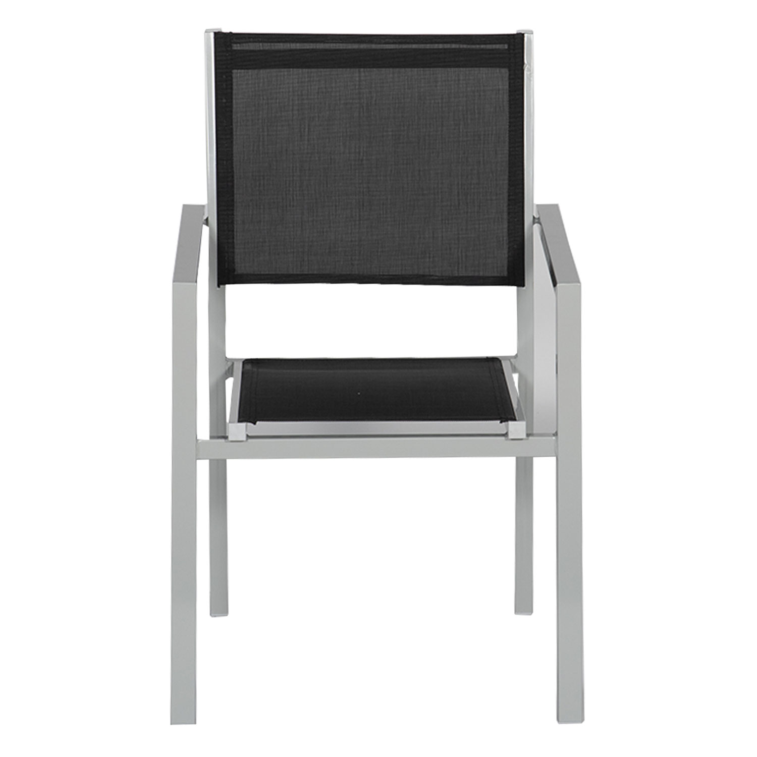 Juego de 10 sillas de aluminio gris - textileno negro