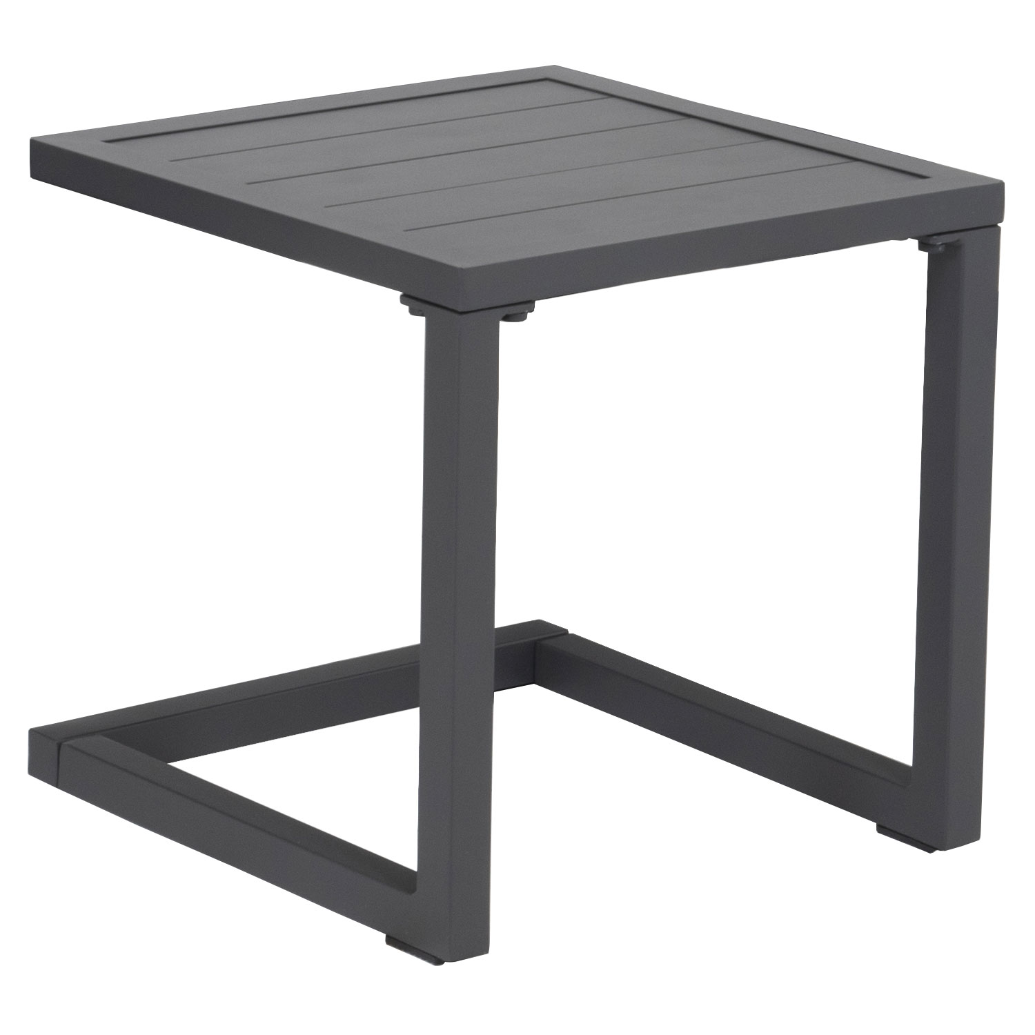 Conjunto de tumbona y mesa auxiliar BARBADOS de textileno negro - aluminio gris antracita