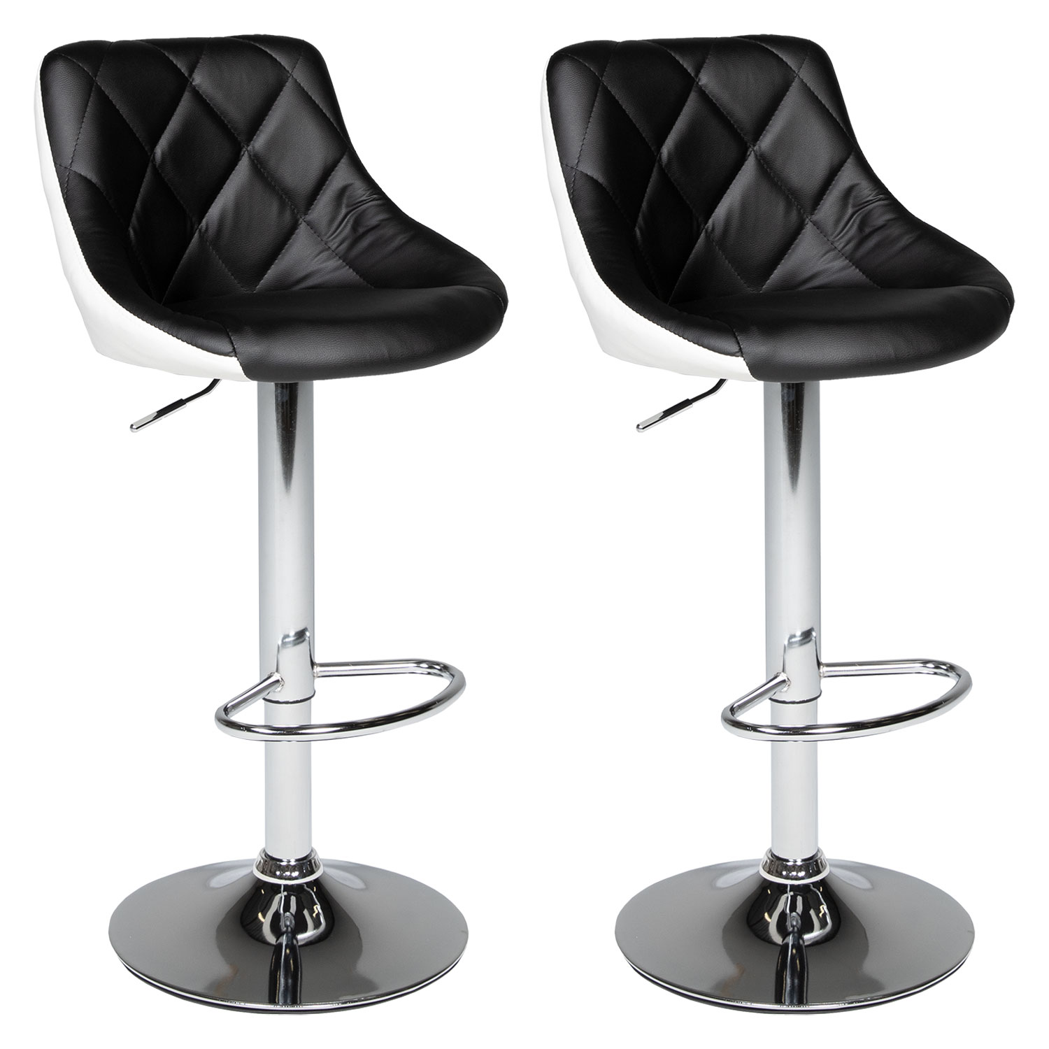 Lot de 2 tabouret de bar simili noir blanc Jasper Happy Garden