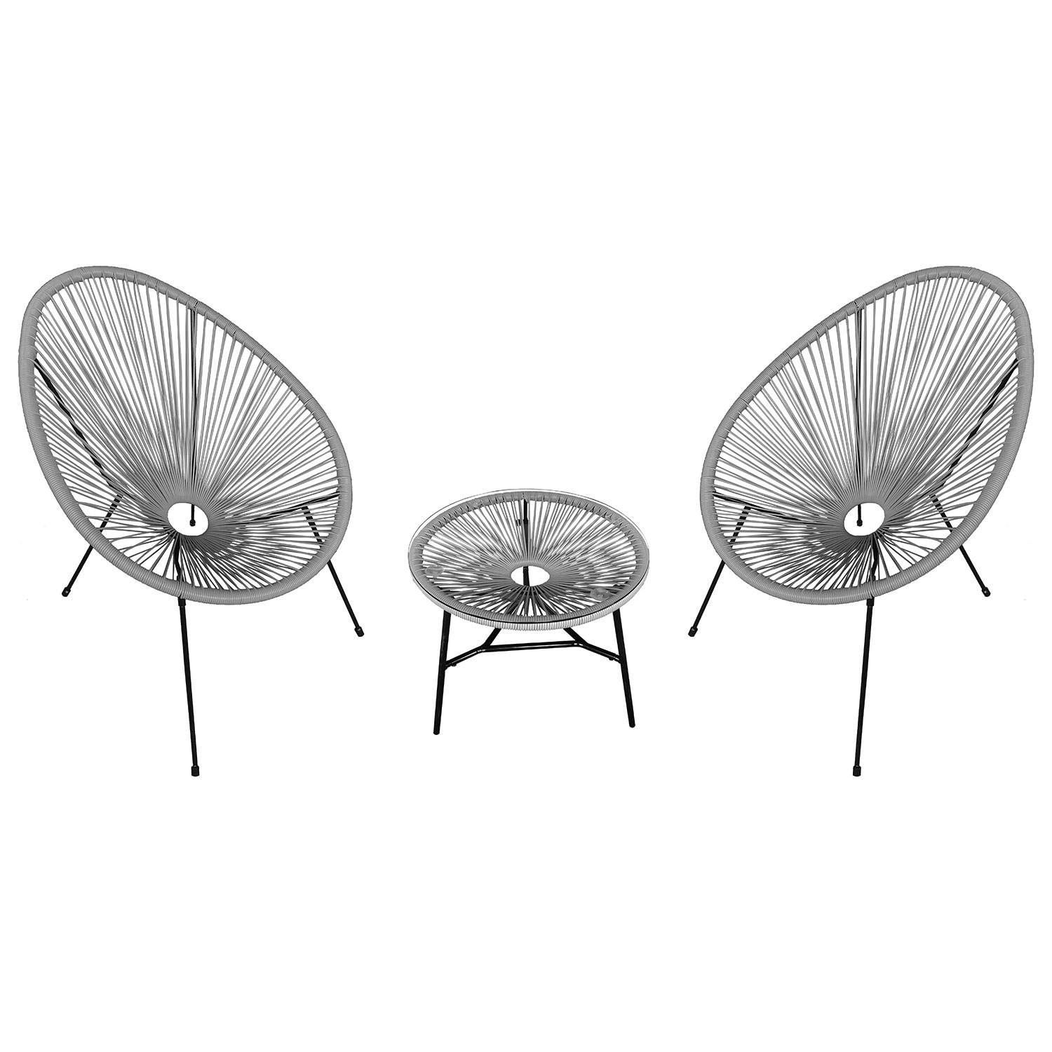 Ensemble de 2 fauteuils œuf + table ACAPULCO gris