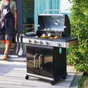 Cook'in Garden - Barbecue au gaz FIDGI 4 avec thermomètre - 4 brûleurs + réchaud 14,5kW