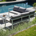 Conjunto de jardín ajustable IBIZA tela gris 4 plazas - aluminio blanco