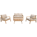 Conjunto de muebles de jardín de acacia TIGA 4 plazas - cojines de arena