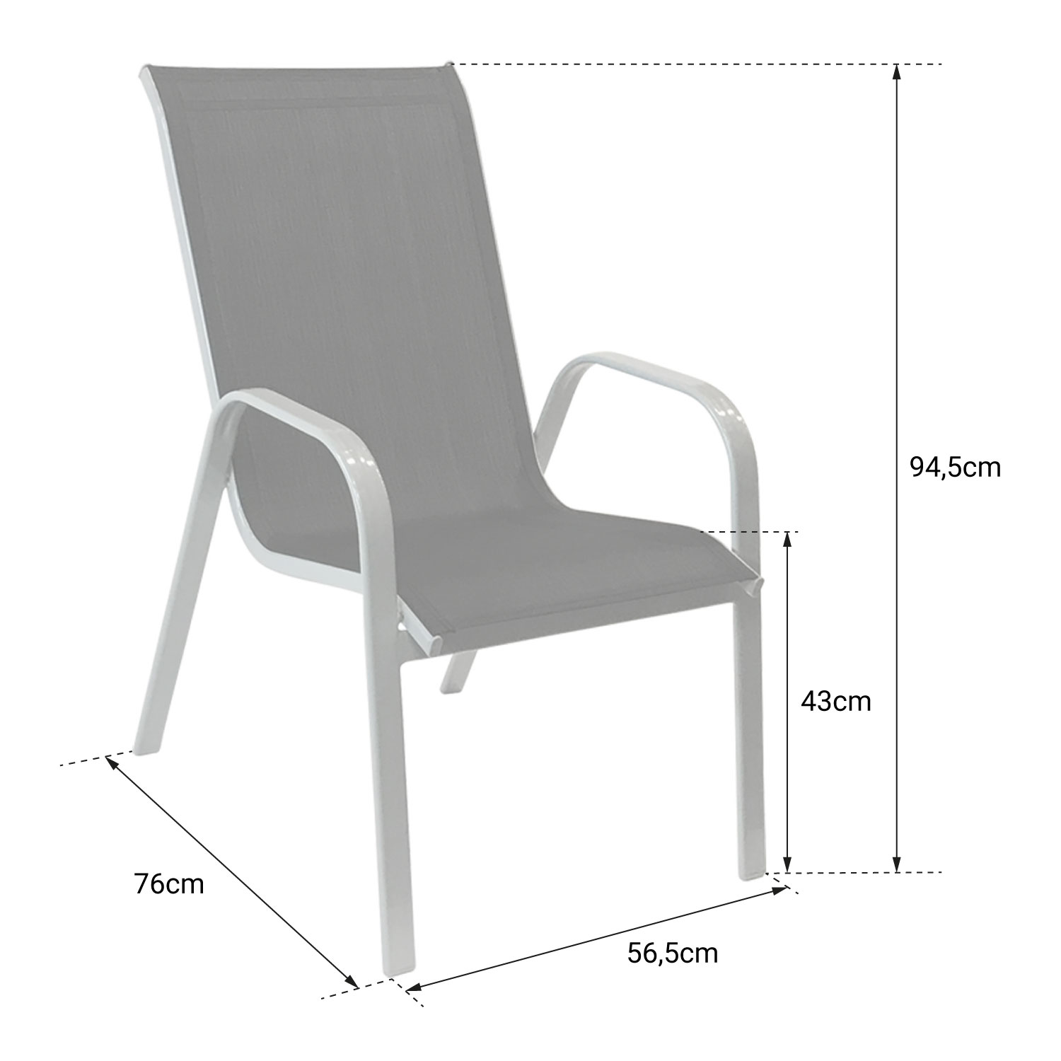 Lot de 4 chaises MARBELLA en textilène taupe - aluminium blanc