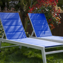 Lot de 2 bains de soleil BARBADOS en textilène bleu - aluminium blanc